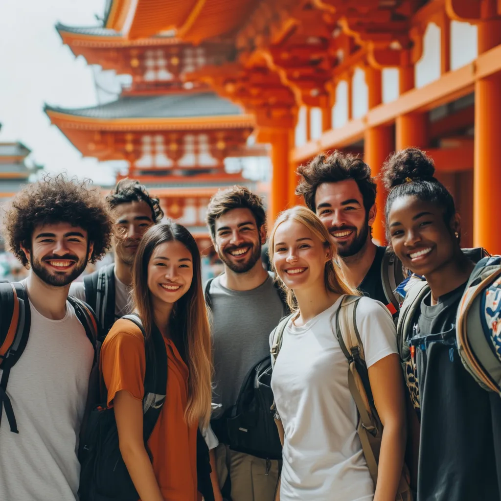 Never Get Lost Again: Top 100 English Direction Phrases for Travelers 5 A group of diverse travelers looking happy and confident, perhaps in front of a famous landmark