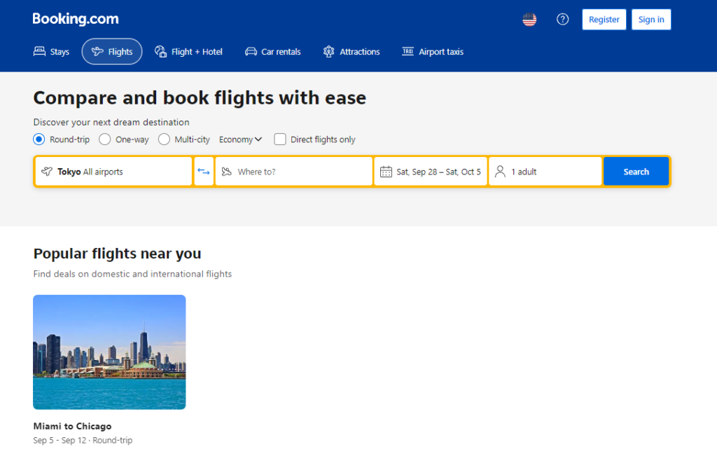 Booking an Airline Ticket Online - Flight Selection Page 