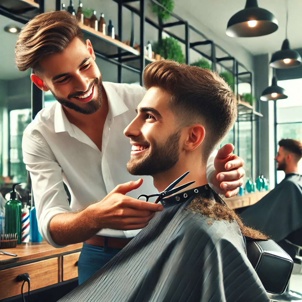 Intermediate ESL conversations: ESL learner practicing small talk with barber during haircut